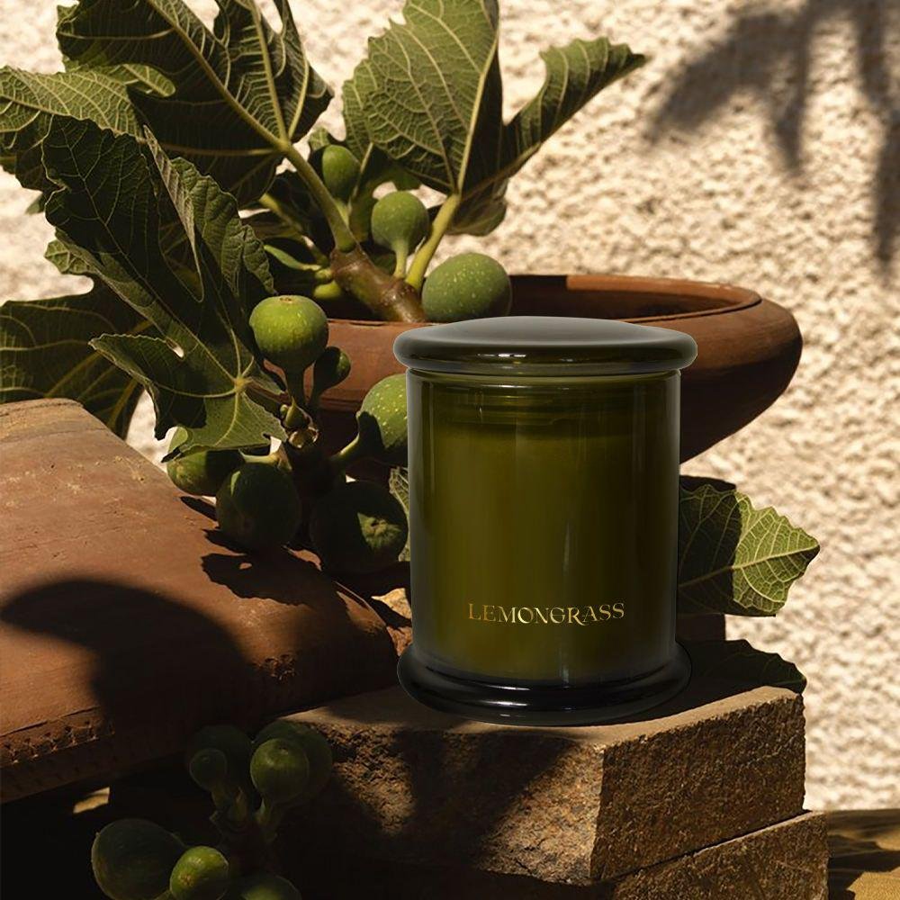 Green Wood Wick Candle with Matching Lid