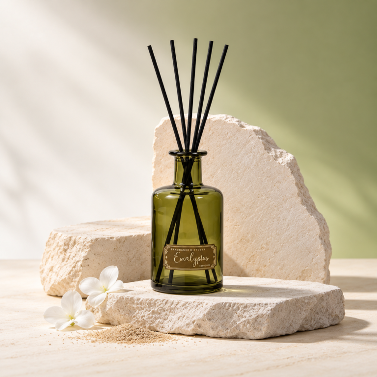 Olive Green Reed Diffuser with Black Fiber Sticks