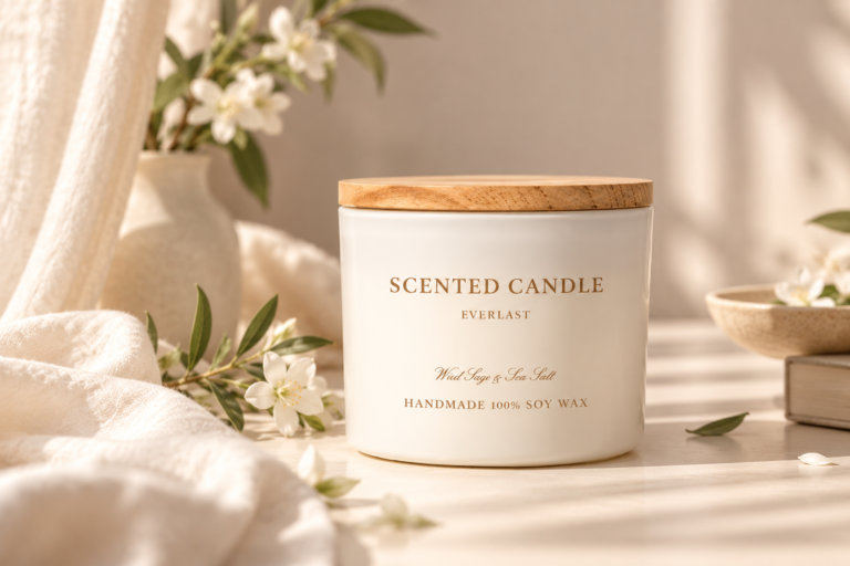 Frosted Candle Gift Set with Three Wicks