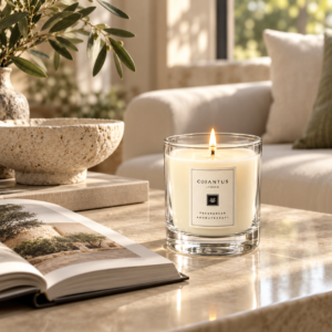 Transparent glass jar with soy wax - product view 4