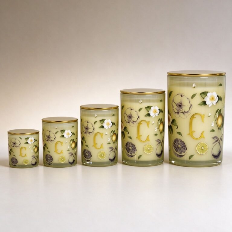 Floral Fruit Scented Candles in Decorative Glass