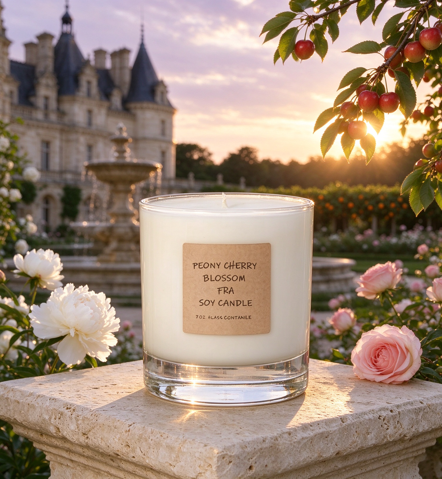 An olive glass scented candle and reed diffuser in a softly lit interior, with warm lattice shadows.