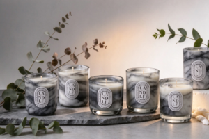 marble patterned candle