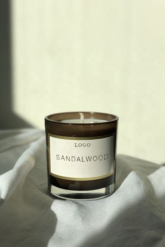 Black Glass Soy Candle with Gold Label
