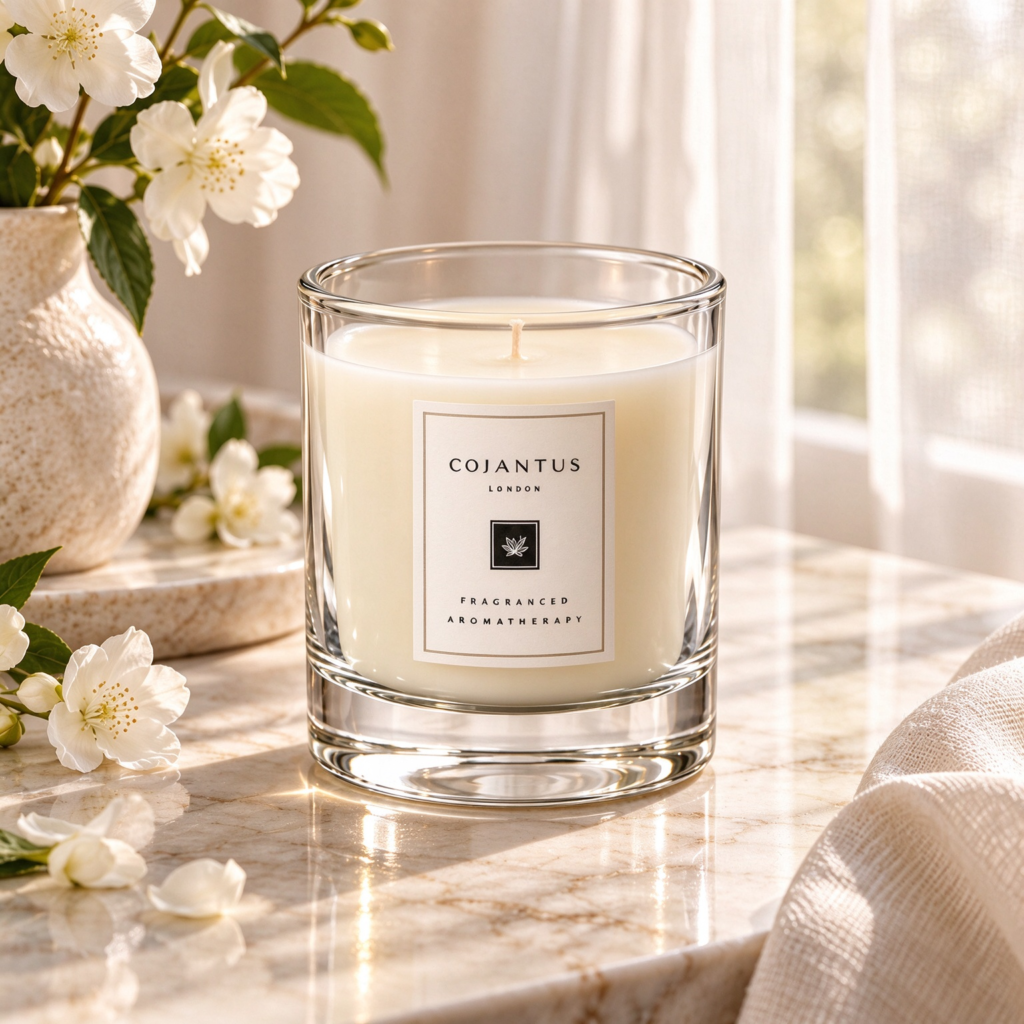 Silver Collar Scented Candle in Clear Glass