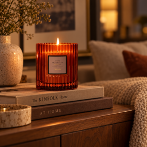 Textured glass scented candle presentation - view 5