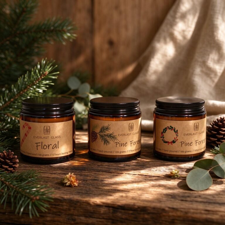 Amber Candle Gift Set with Black Lids